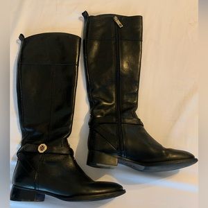 TORY BURCH BOOTS 22138519 ACCENT BUCKLE EQUESTRIAN LEATHER SIDE ZIP SIZE 6.5